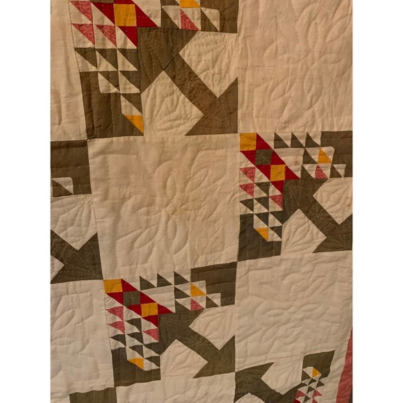 Vintage Trees Twin / Throw Quilt -Hand Pieced / Hand Quilted - Picture 3 of 4